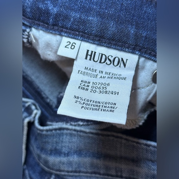 Hudson Nico Raw Hem Lace-Up Super Skinny Dark Wash Denim Jeans, Size 26 - Picture 5 of 9